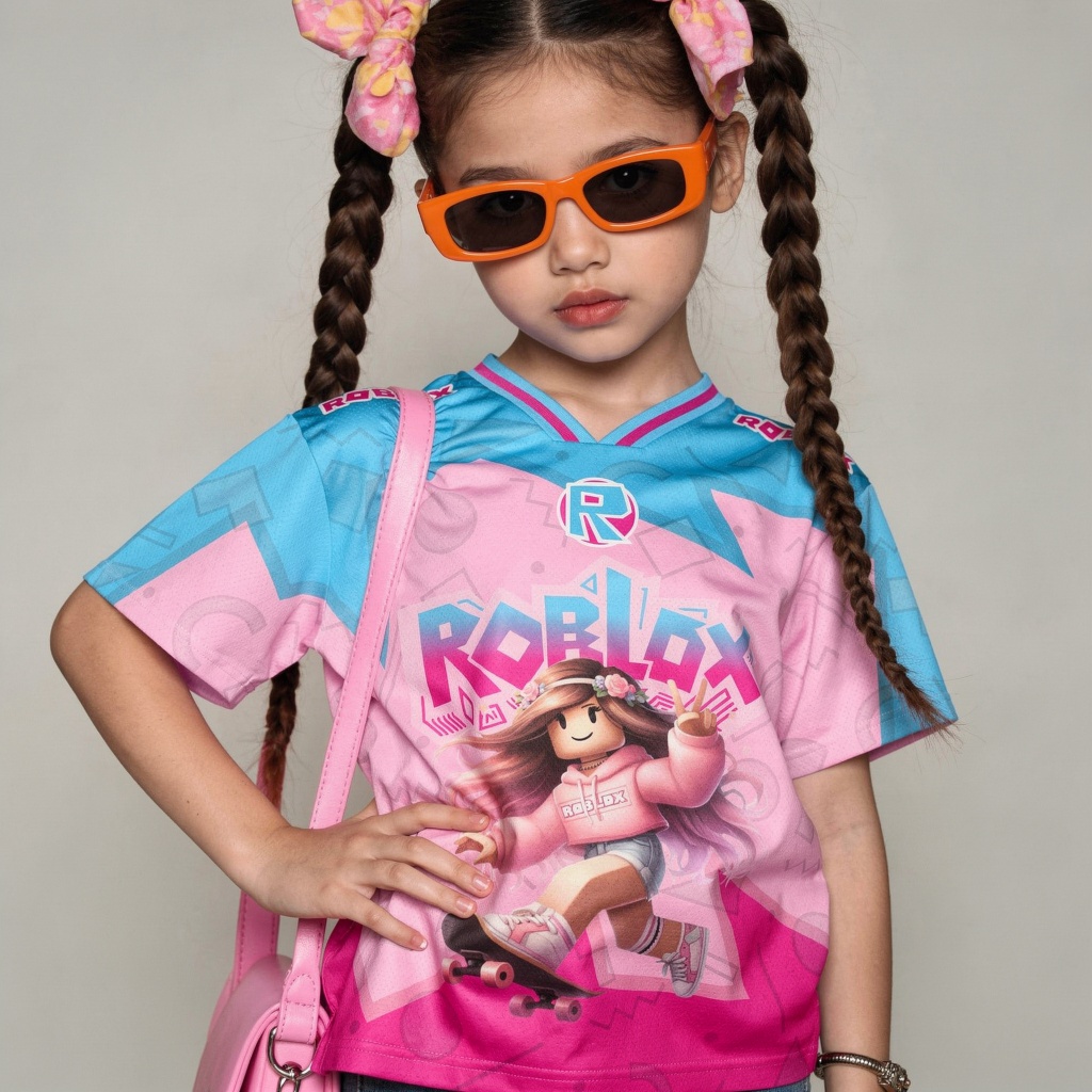 Jersey Anak Cewe Roblox Oversize Baju Roblox cewe 3-12 Tahun