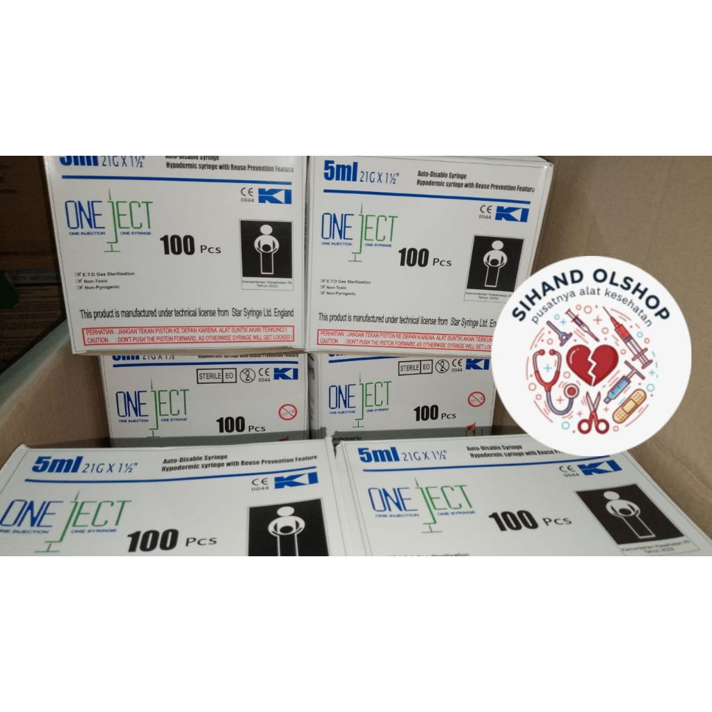 oneject spuit vaksinasi medis 5ml 21Gx1½" exp.2027