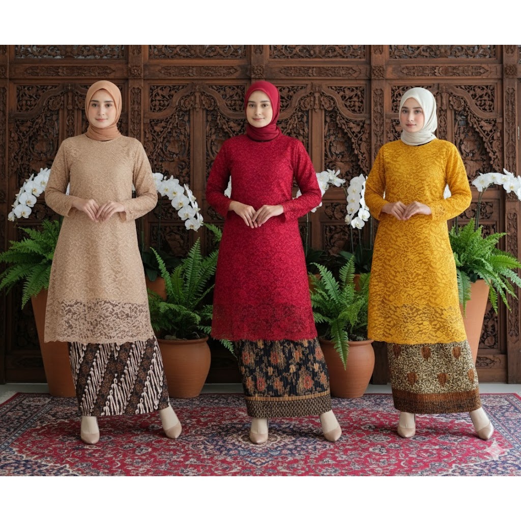 Atasan Kebaya Tunik Bahan Brokat / Kebaya Tradisional / Baju Kurung Wanita Modern / Tunik Brokat Mod