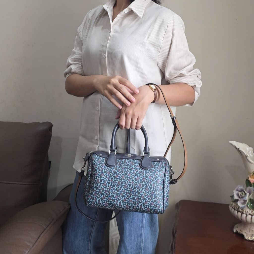 Tas Coach Speedy Motif Bunga Preloved/Second