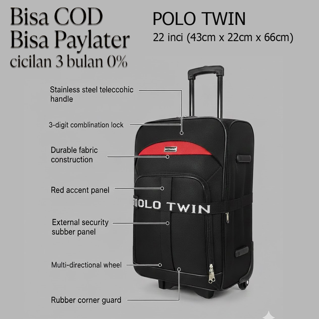 KOPER POLO TWIN KOPER BAHAN NILON WATERPROOF 22 INCI EXPANDING ORIGINAL