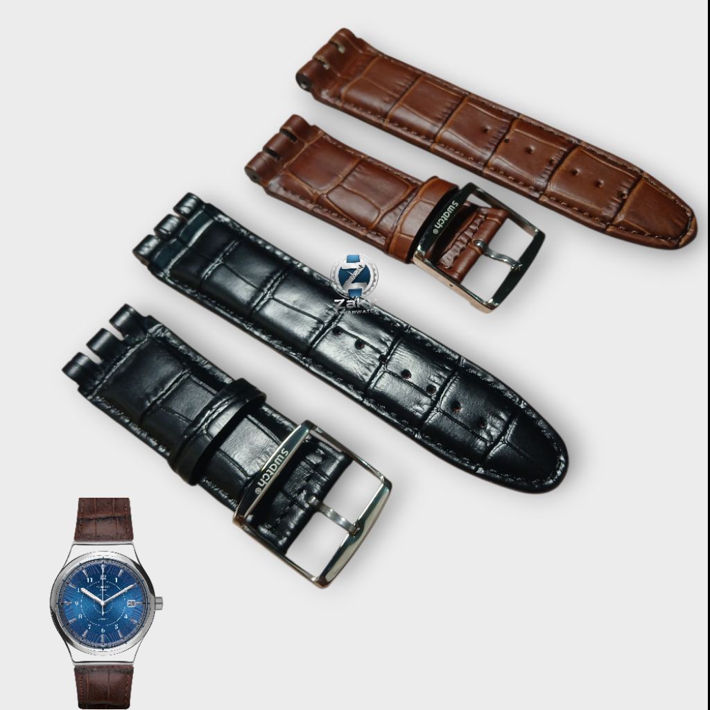 Strap Tali Jam Tangan Swatch Kulit 21mm,23mm Swatch Leather Strap