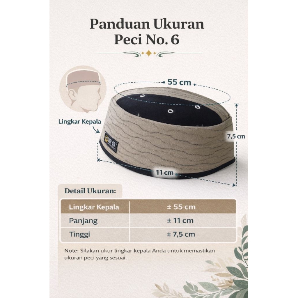 Peci santri Premium Dewasa - Kualitas Jahitan Rapi warna cream