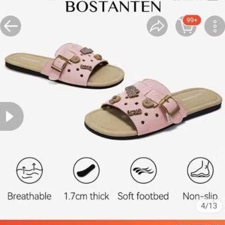BOSTANTEN Sandal Wanita Flat Sandal Soft Cole Cute DIY