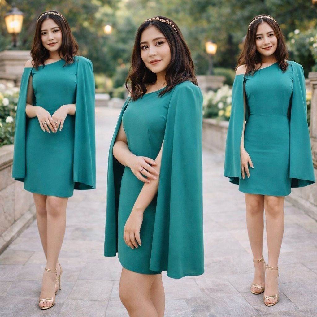 PRILLY DRESS - Cape Dress Pesta Wanita Bodycon Midi Dress Big Size Jumbo Ukuran Besar Plus Size Pres