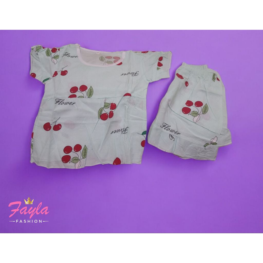 Setelan Anak Perempuan warna biru telor asin