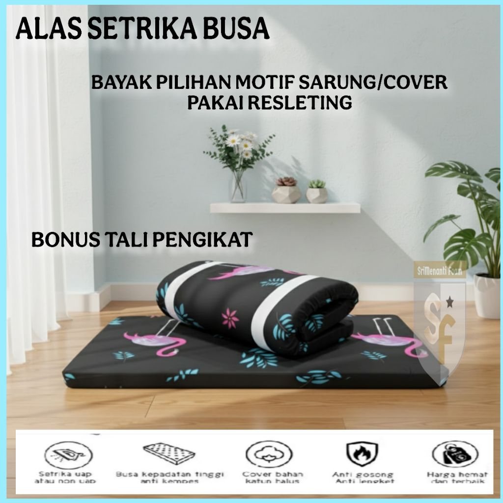 Alas setrika Inoac tebal 3 cm.Alas setrika busa tidak mudah kempes siap pakai sarung dan busa (Bonus