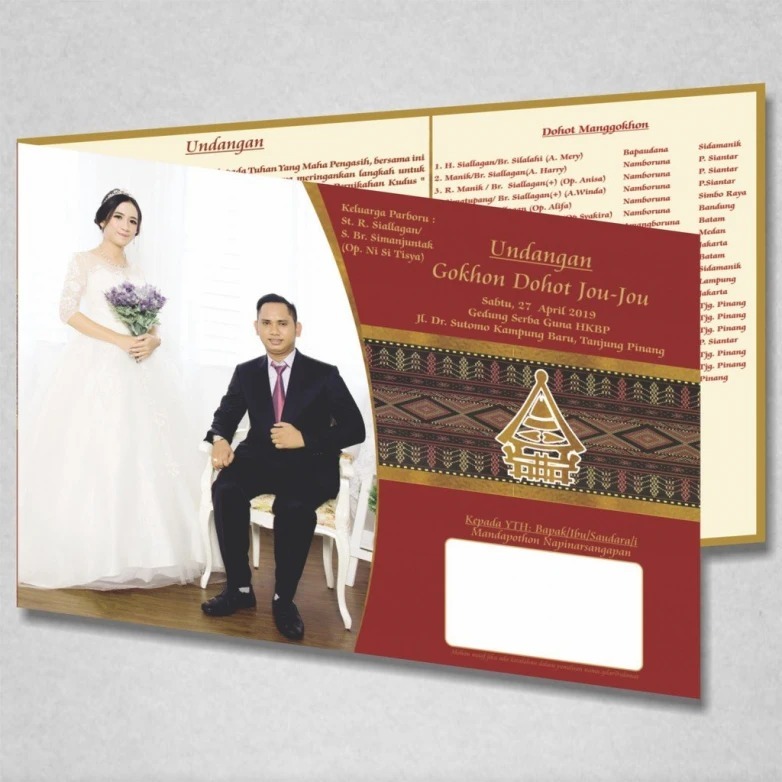 Undangan Pernikahan Adat Batak Gokhon Cantik Elegan Bahan AC 230gr murah berkualitas