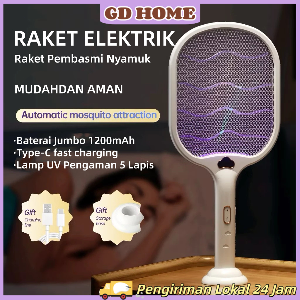 Raket Nyamuk 3in1 Eletrik Pembasmi Nyamuk Eletrik USB Pengisian Daya Lebih Tahan Lama Raket Nyamuk l