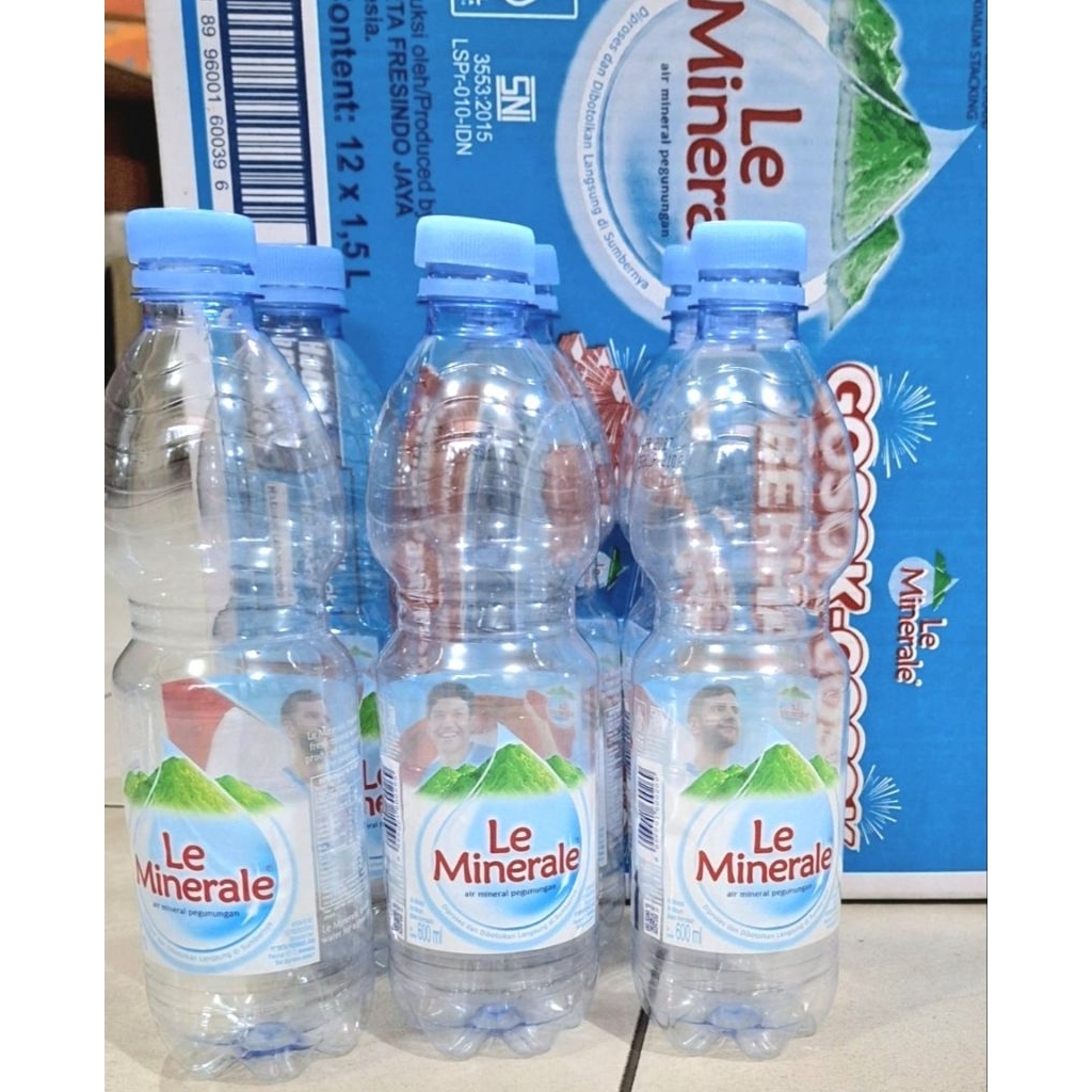 Botol Bekas 600ml Le Minerale Bersih FREE DUS - Botol Kosong Air Mineral