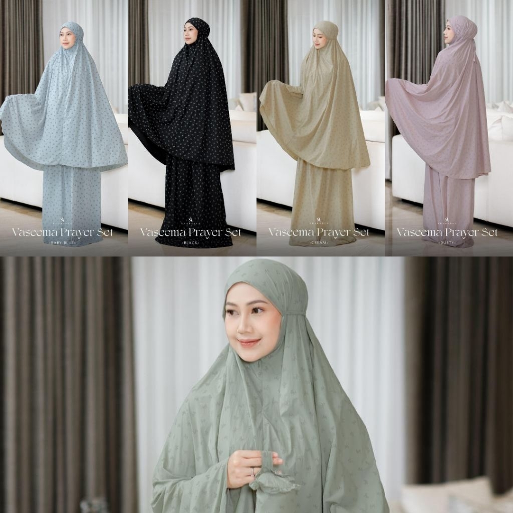 Vaseema Prayer Set (Mukena, Pouch, Sajadah mini) by shararea