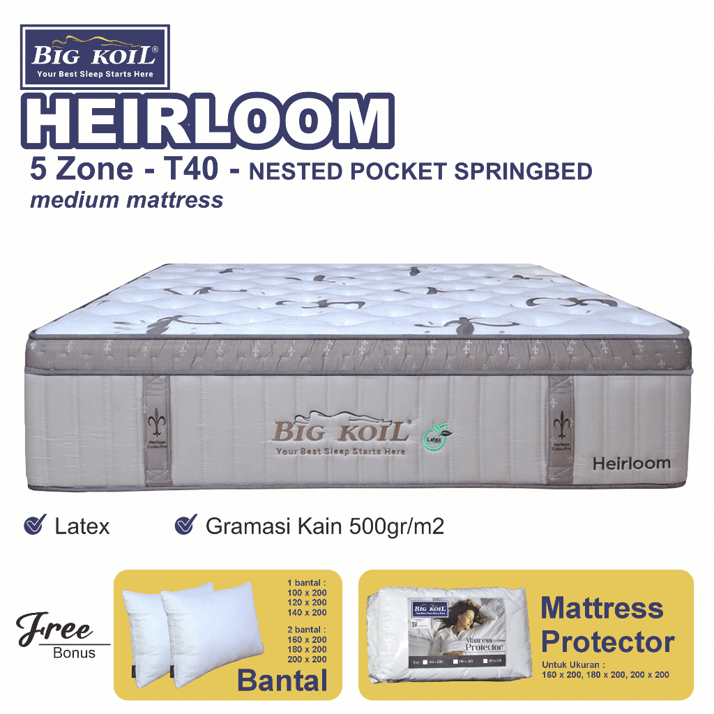 BIGLAND (Official Surabaya) - Matrass / Springbed / Kasur Big Koil Gen 3 Aristocrat, Heirloom, Legac