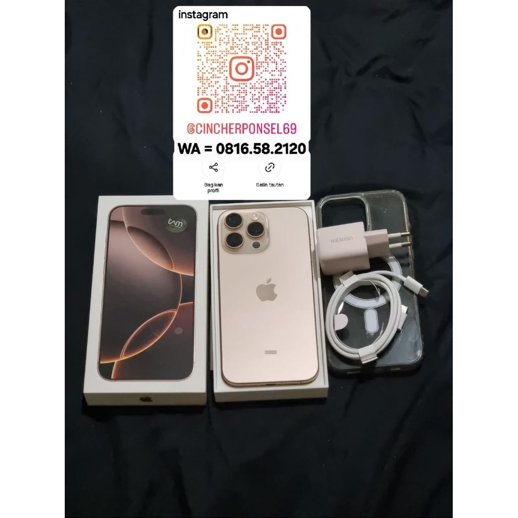 Jual hp IPHONE 16 promax ibox 256gb bh 100% likenew istimewa notanya pembelian ada