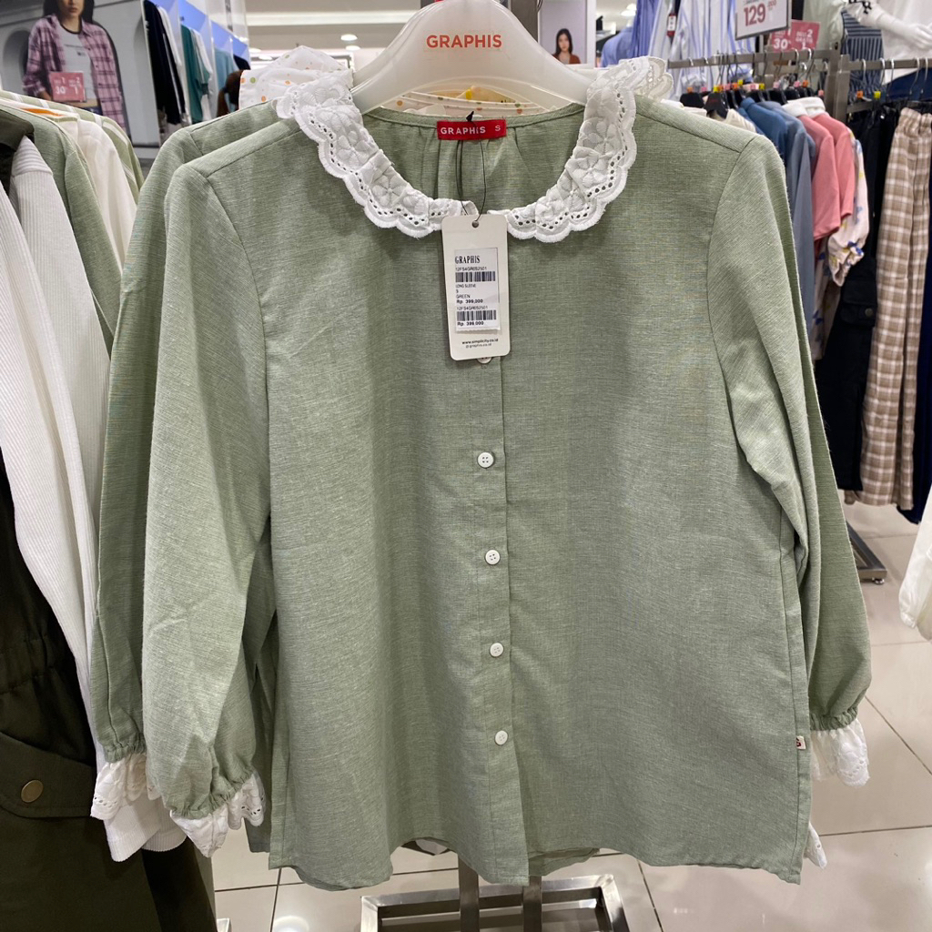 GRAPHIS BLOUSE KANCING WANITA KERAH, TERBARU MATAHARI