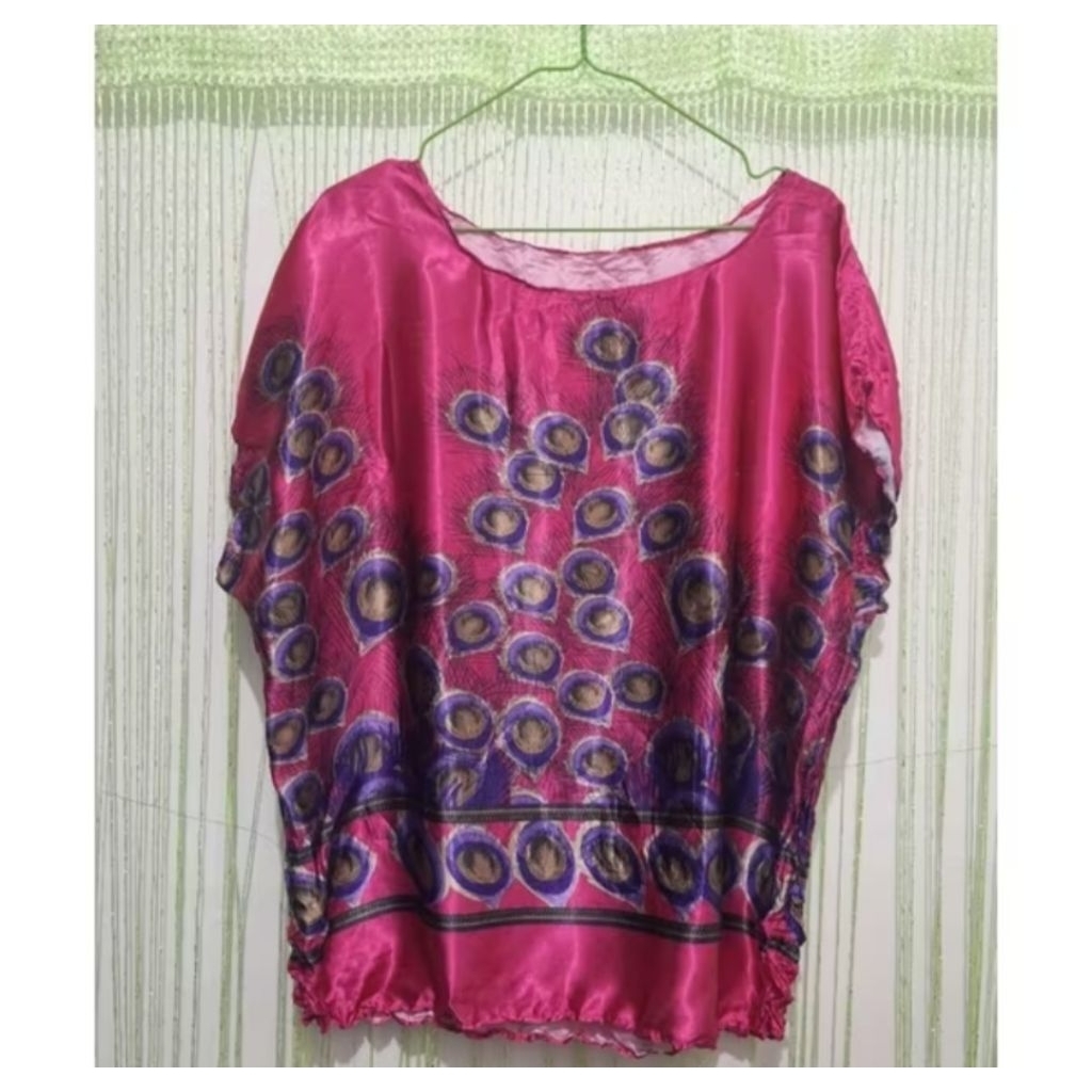 blouse blus wanita jumbo ungu lengan batwing
