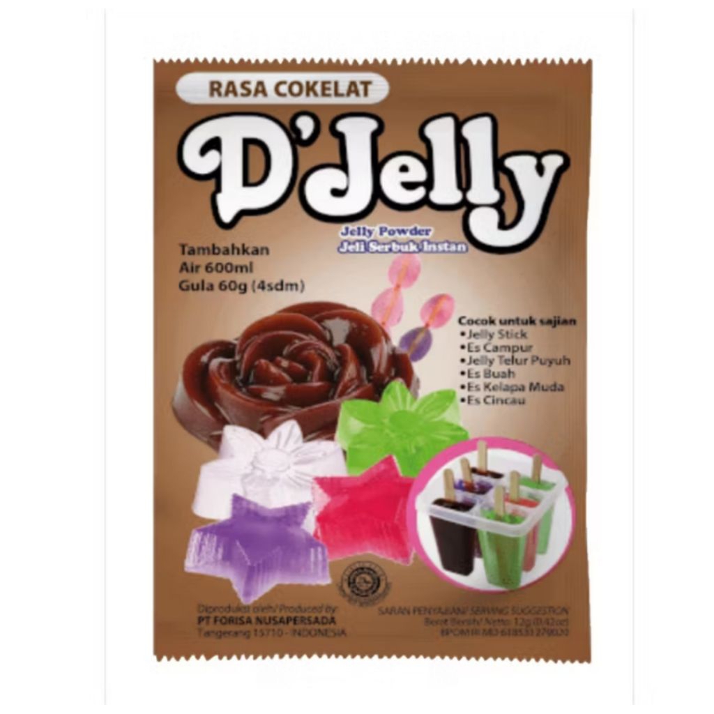 D'jelly Rasa cokelat 1 Box isi 12 Sachet jely powder by Forisa Ed 06/26