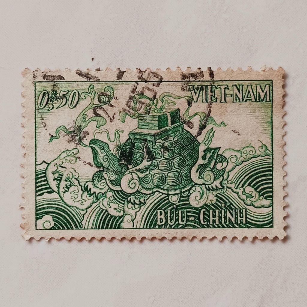 (OG) Perangko Vietnam Selatan 1955 Anniversary of the Geneva Convention - Talismanic Turtle 0,50 pia