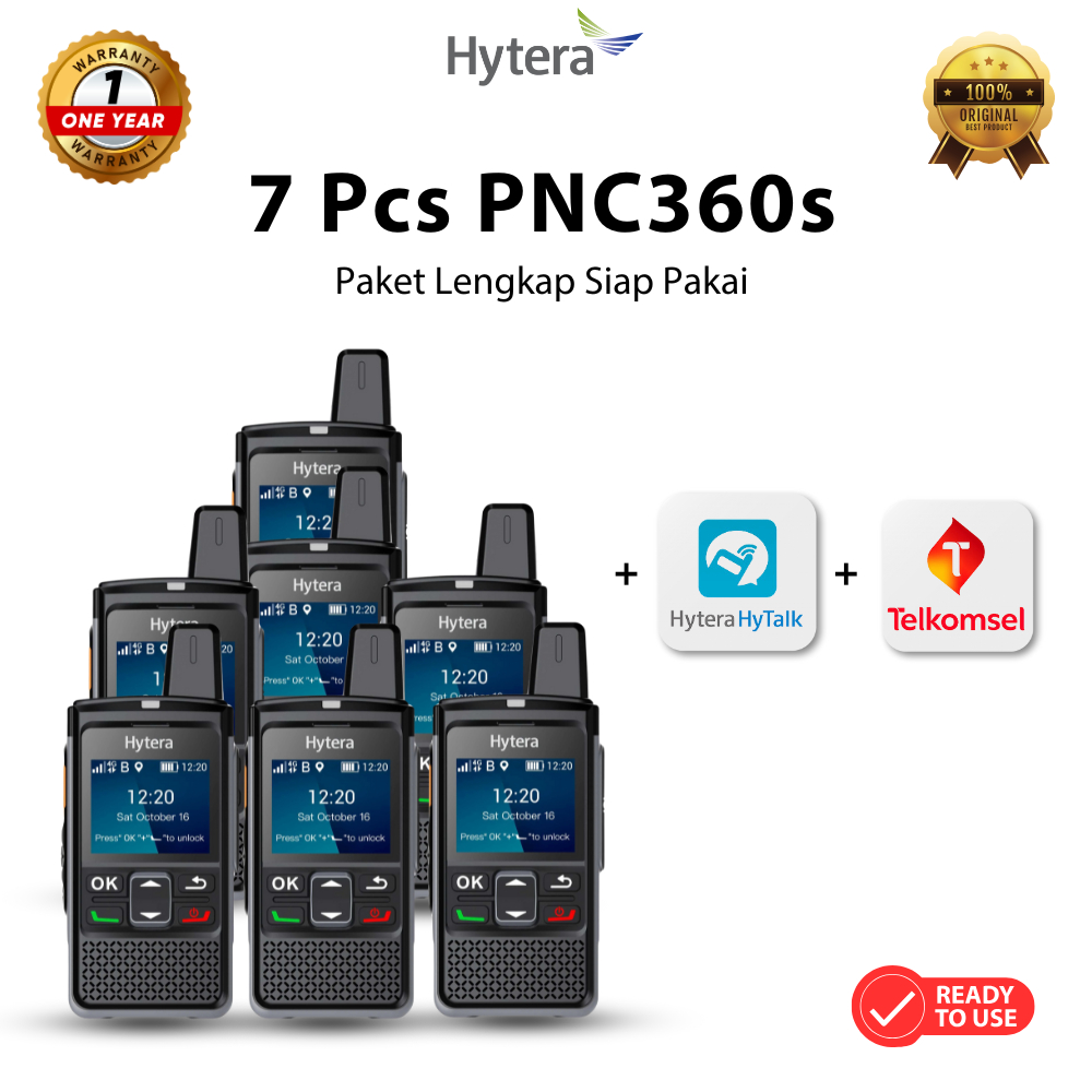 Hytera PNC360s [7 set] POC Radio Siap Pakai Include Akun Hytalk & Simcard 1 Tahun IP67 2G 3G 4G Wi-F