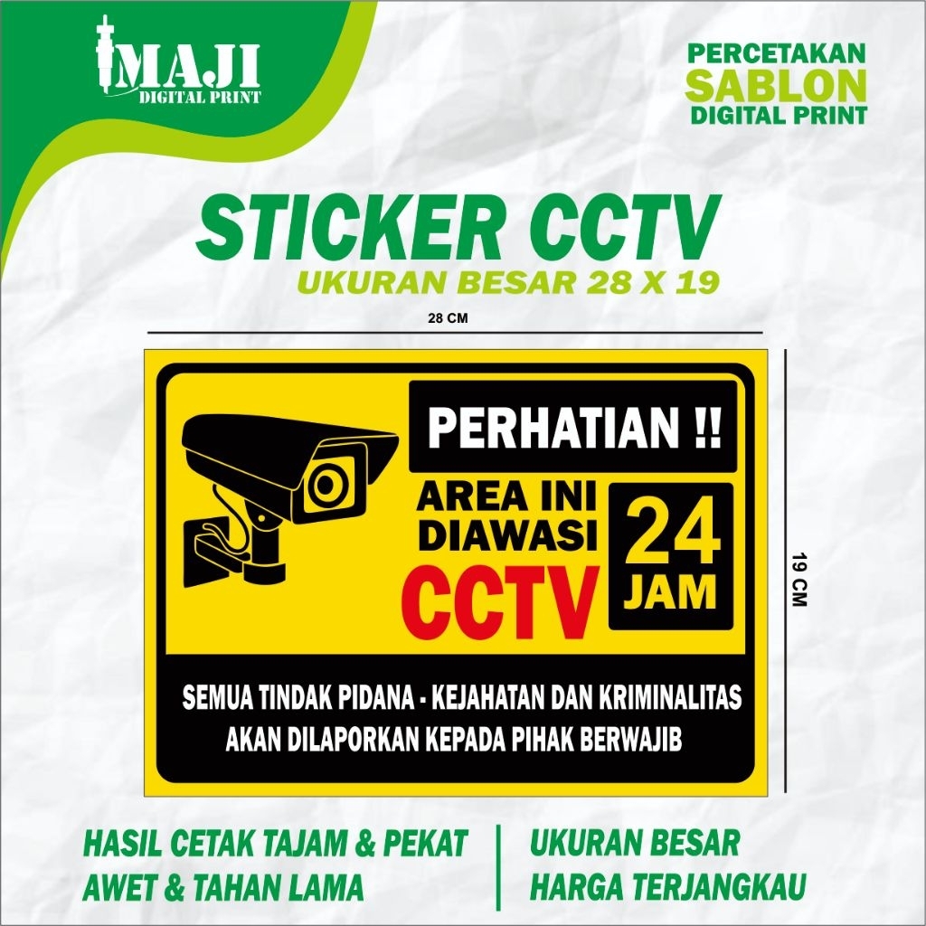 Stiker pengawasan CCTV, stiker CCTV, stiker peringatan CCTV, stiker pantauan CCTV, stiker CCTV
