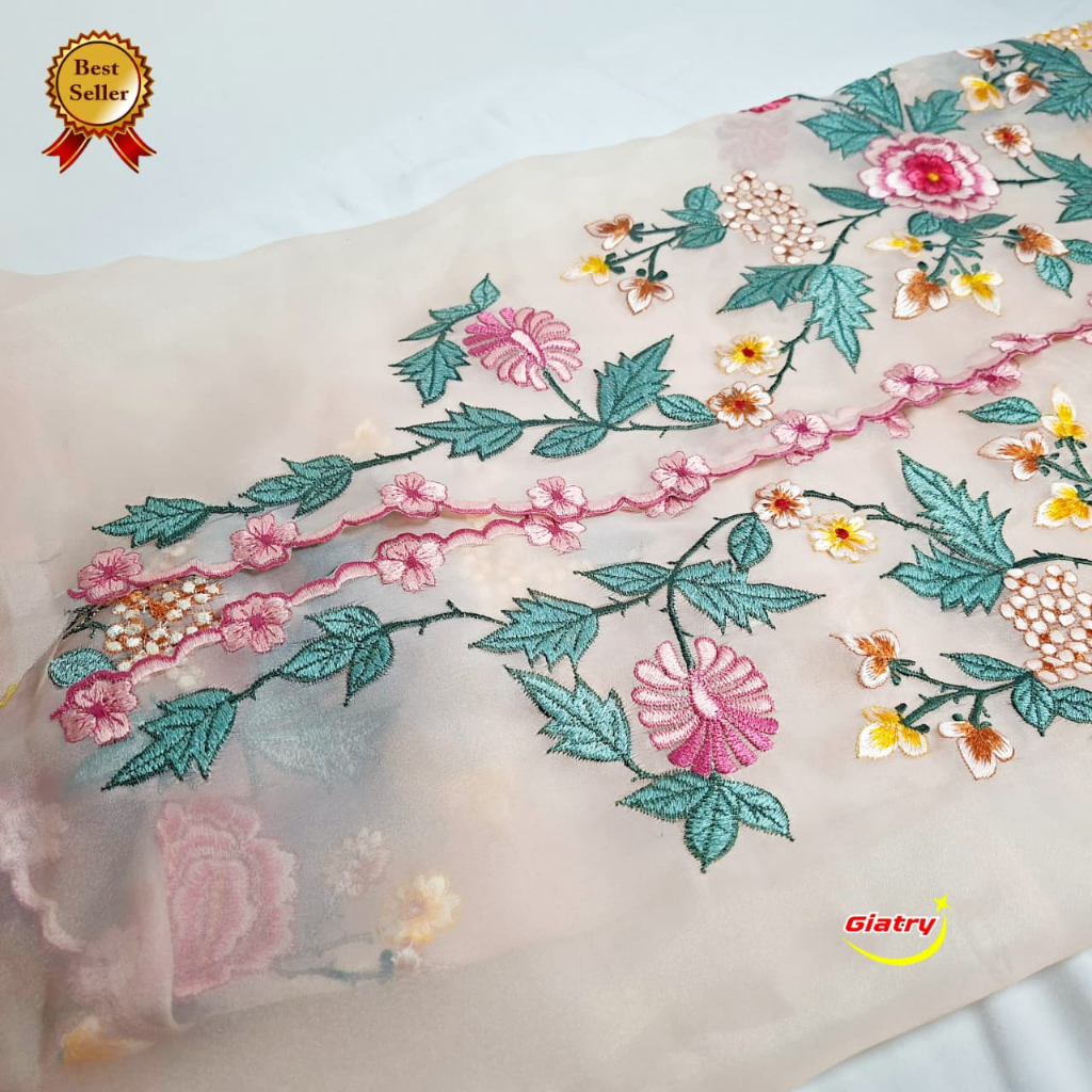 Kain Bahan kebaya bordir / Bahan kebaya pesta/ bahan kebaya bordir