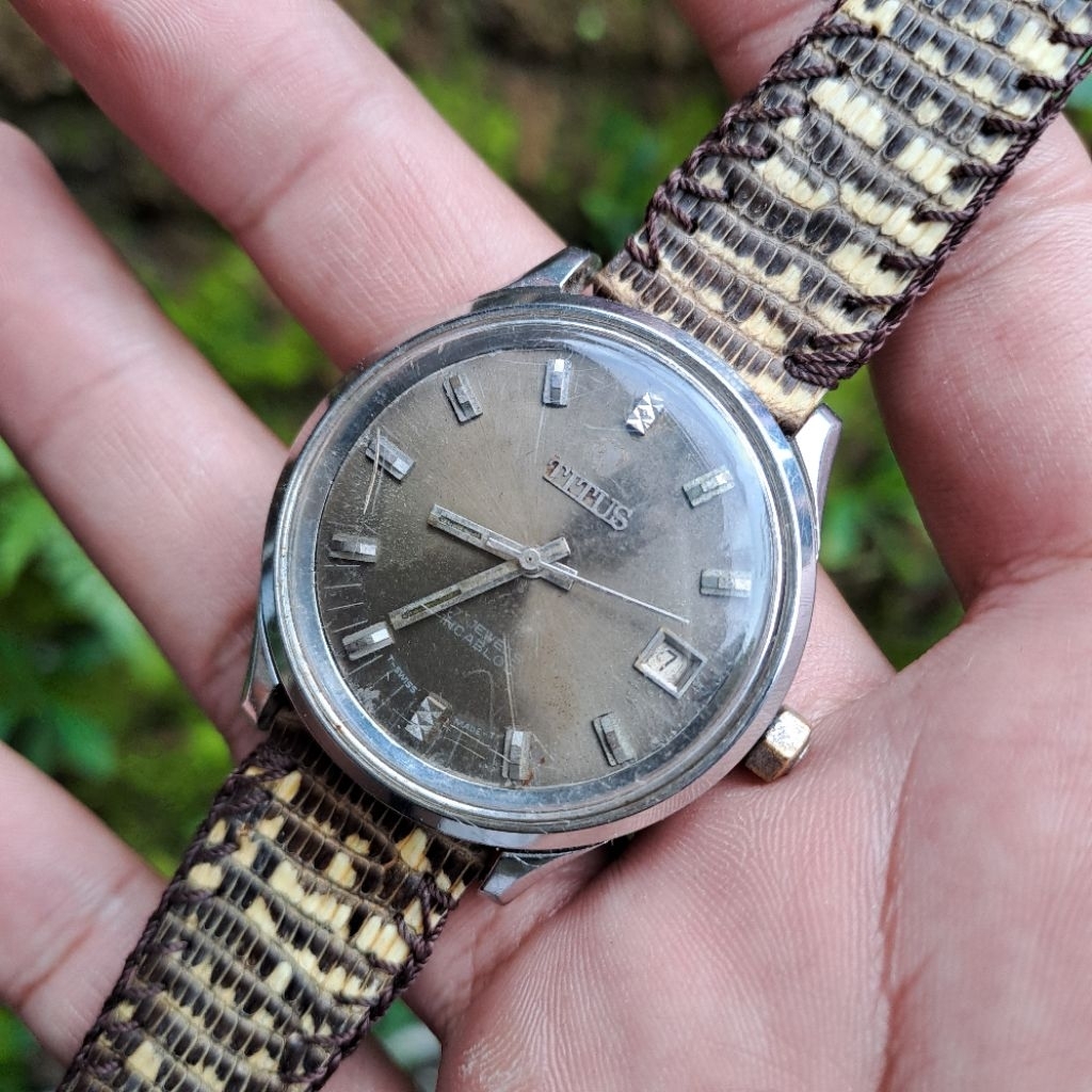 Jam Titus manual mesin kuning normal original