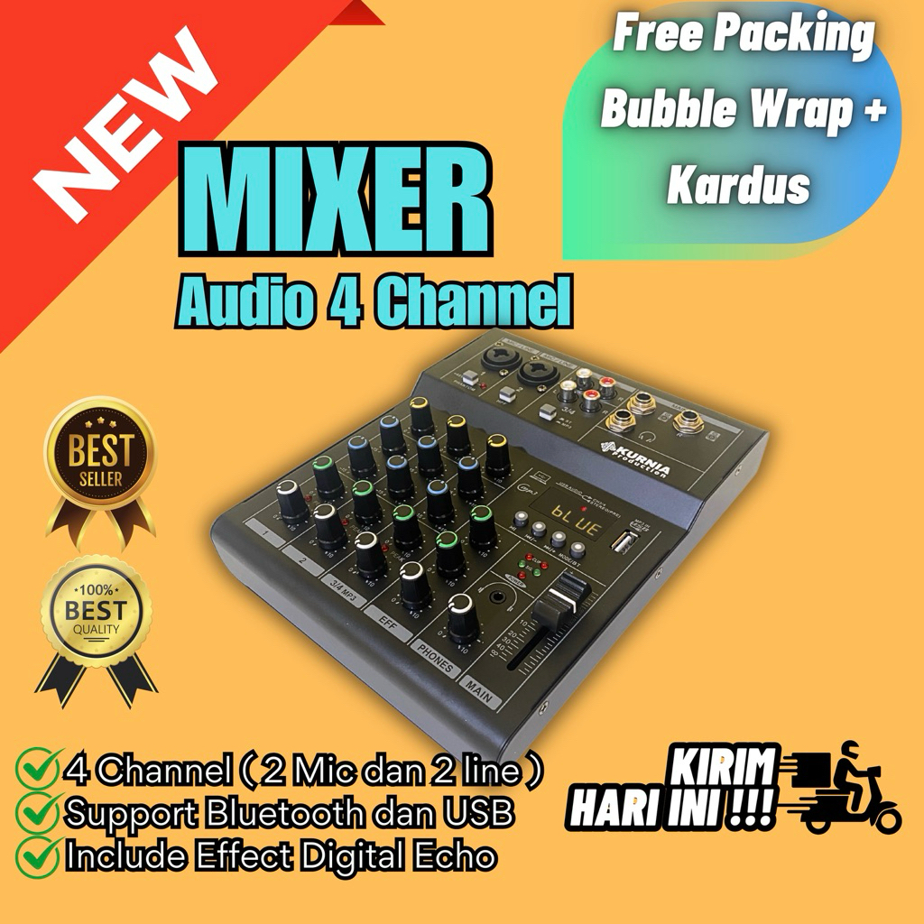 Mixer 4 Channel Effect Digital Support Bluetooth dan USB