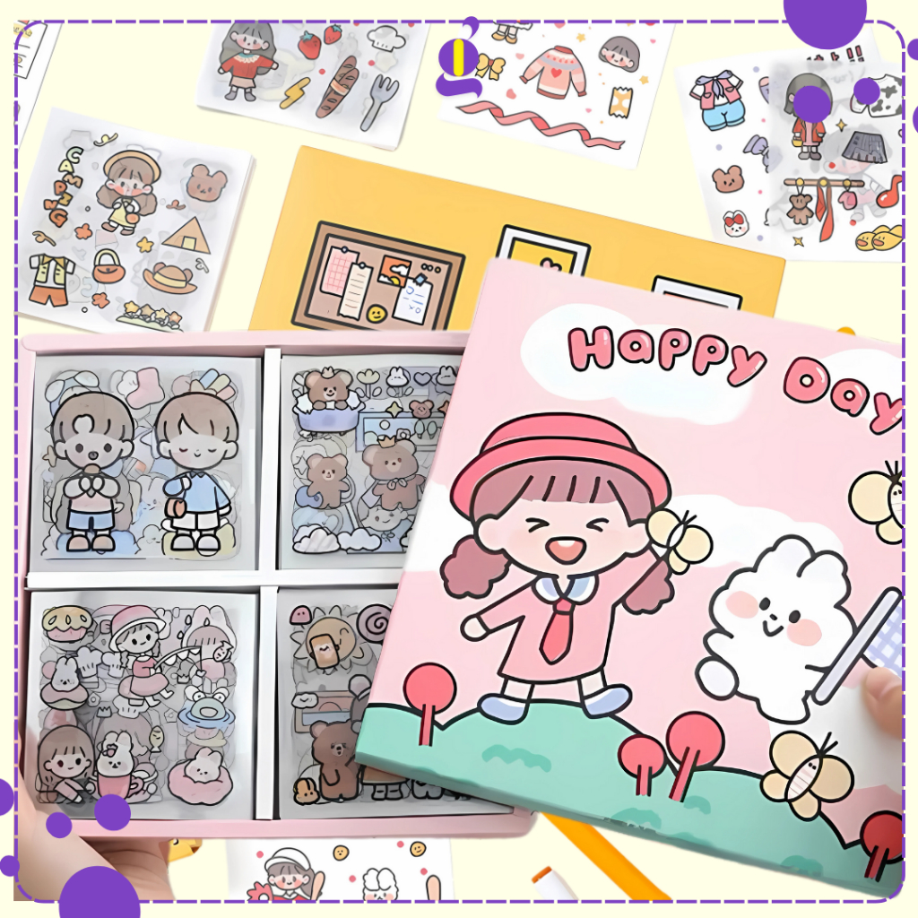 100 Lembar Stiker Box Telado Buat Jurnaling Sticker 1 Box Lucu Buat Tempel Di Botol Minum Storage