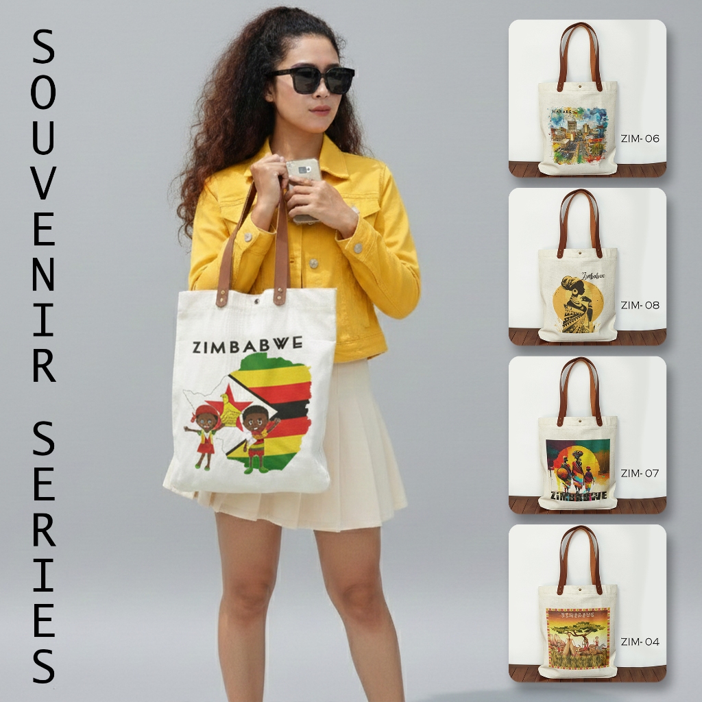 Tote bag Canvas Souvenir Zimbabwe Afrika Totebag Oleh Oleh Zimbabwe