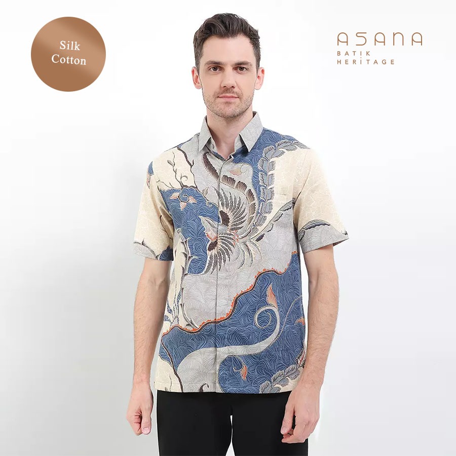 Kemeja Asana Batik Lengan Pendek Teduh - Biru