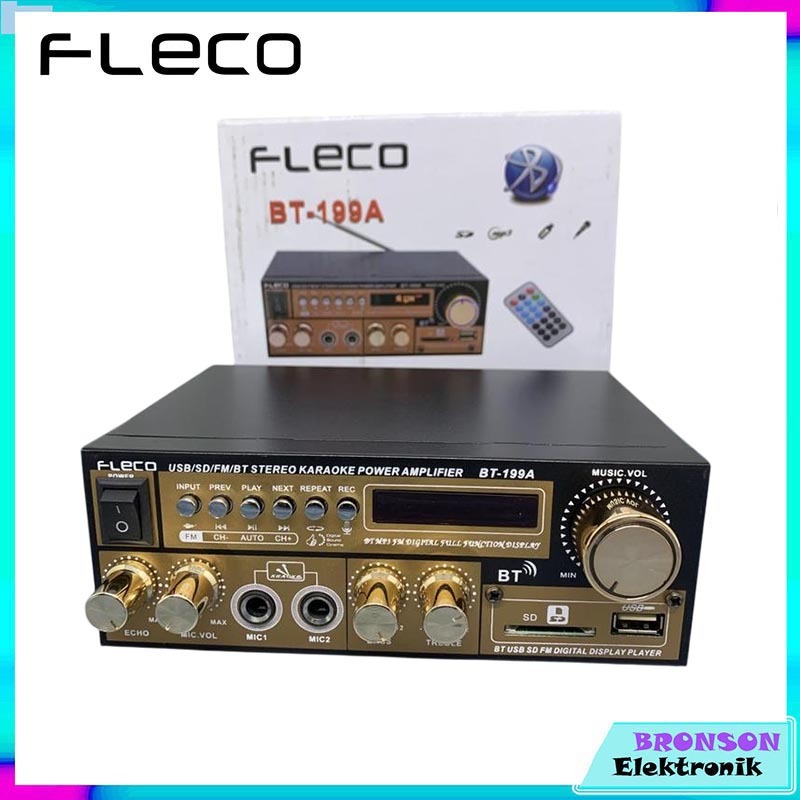 Fleco BT-199A Power Amplifier Bluetooth Mini - Amplifier Stereo Bisa karaoke
