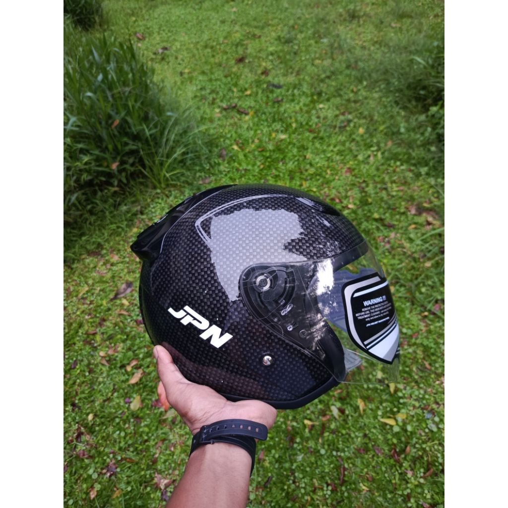 helm JPN galaxy carbon single visor smoke dan clear