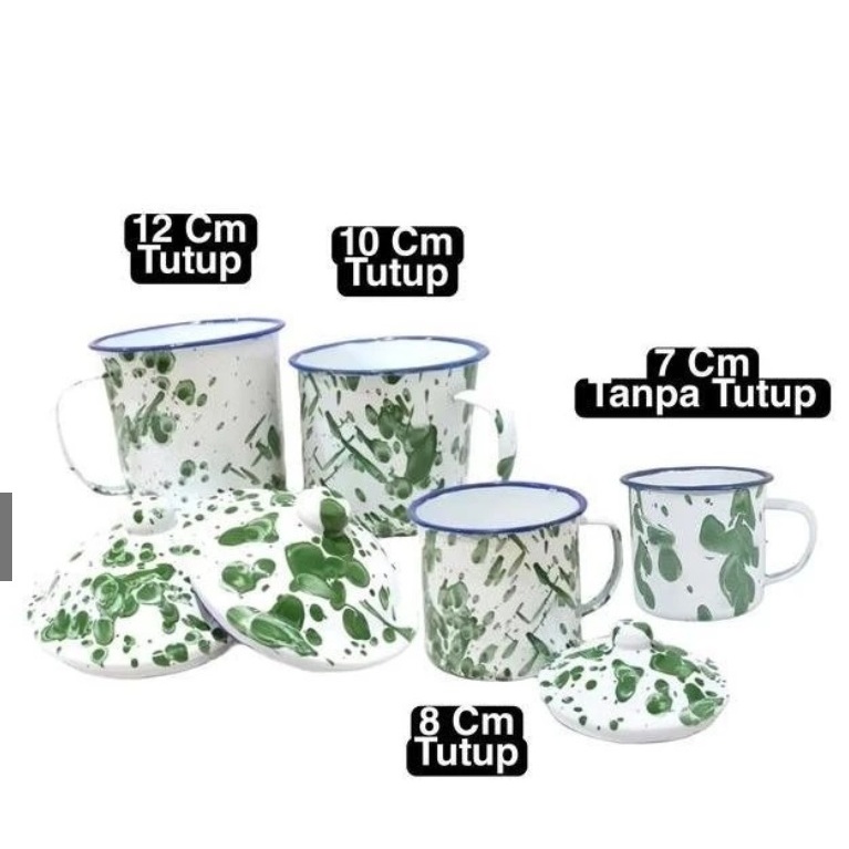 Gelas Burik Mug Cangkir Teh Kopi Jadul Enamel Blurik Motif Loreng Vintage Unik Anti Pecah