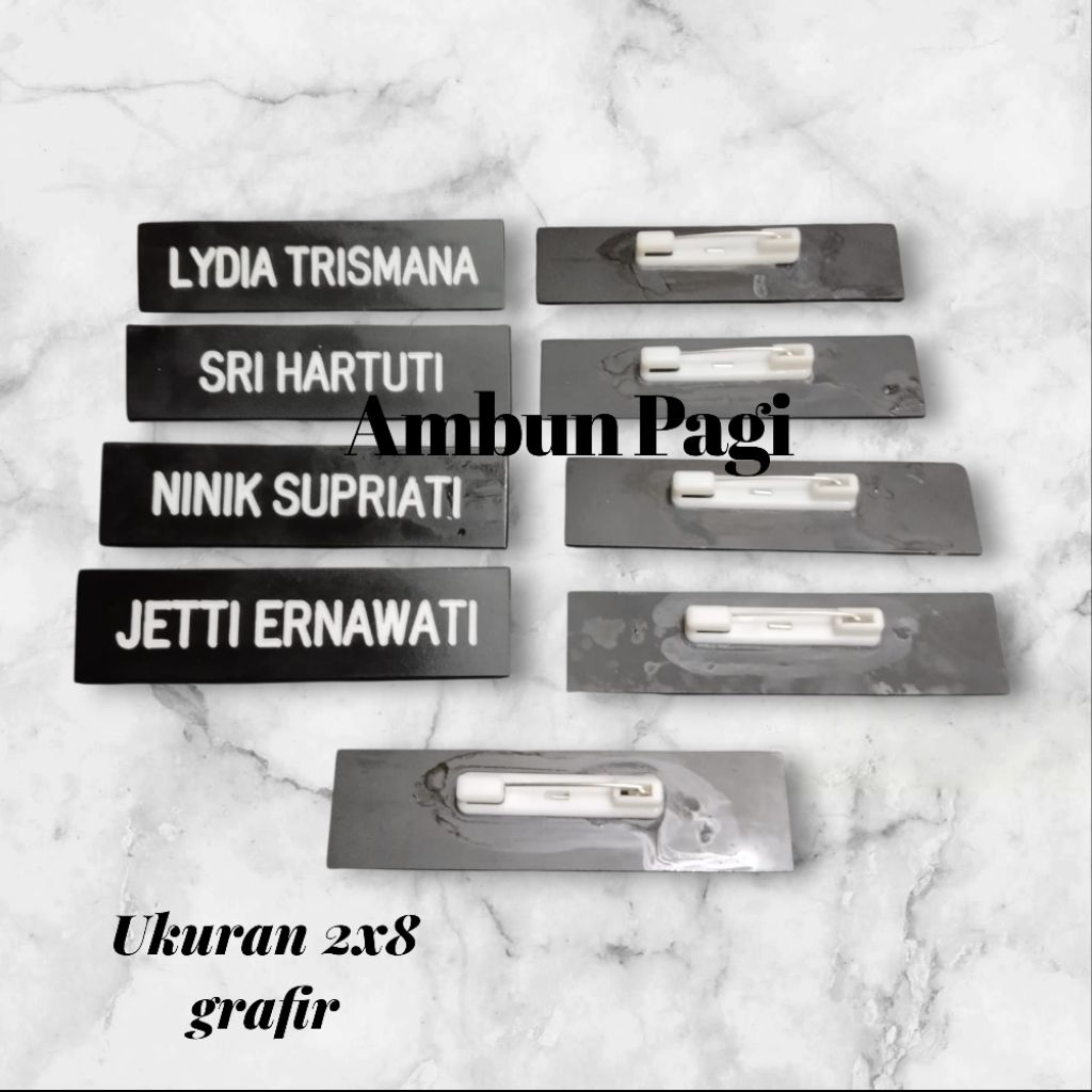 papan nama dada name tag papan nama PNS full Hitam Doff grafvir ready stock