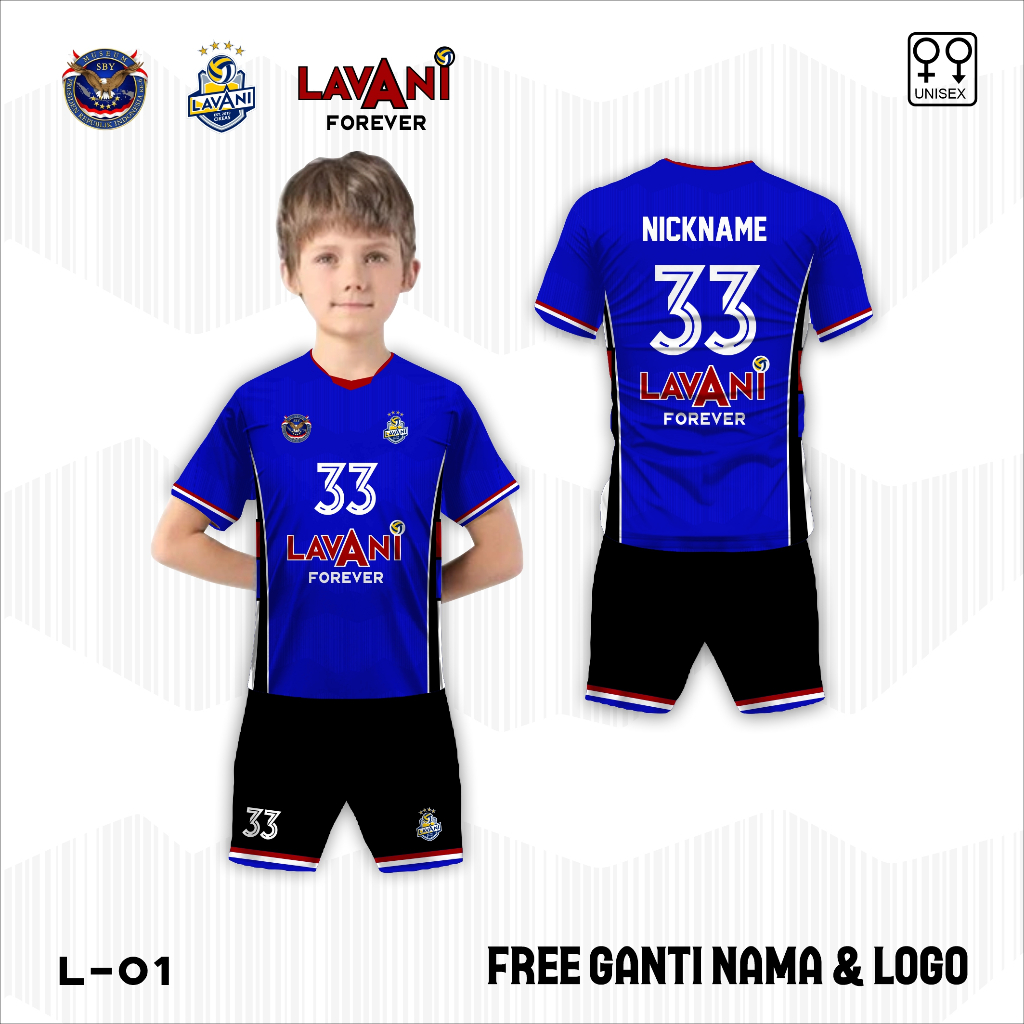 Setelan Baju Celana Olahraga Bola Voli anak Jersey Proliga 2026 Kaos Tim Lavani forever