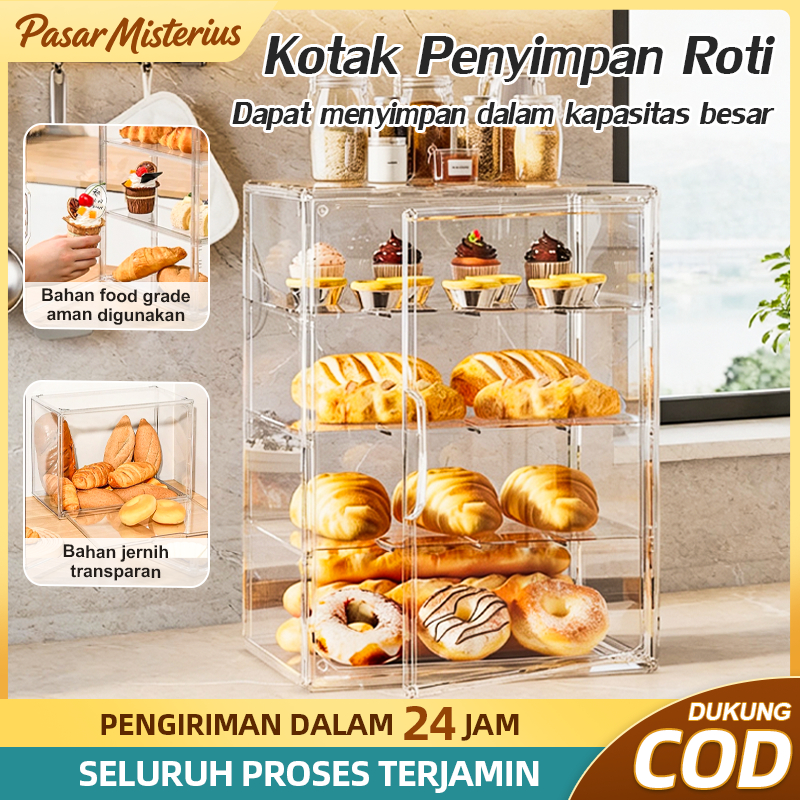 [Pasar Misterius] Kotak Kue Akrilik Tempat Kue Etalase Roti Rak Box Akrilik Tempat Display Jualan Go