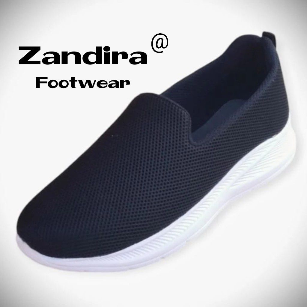Sepatu Hitam puti / Sepatu Polos/Sepatu Biru puti Tanpa Tali Sepatu Slip on
