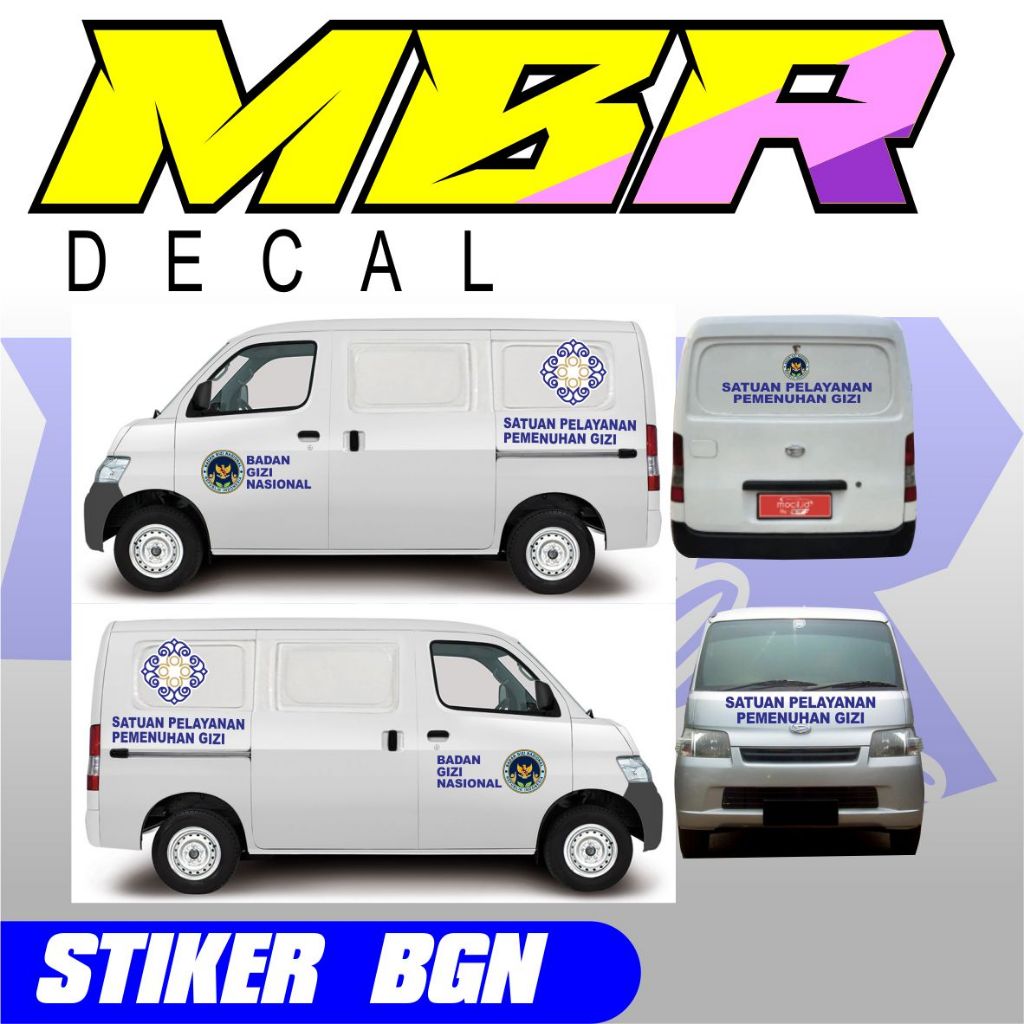 Stiker Mobil MBG,Stiker SPPG,Stiker BGN, Stiker SPPG mobil Blindfun Fullset