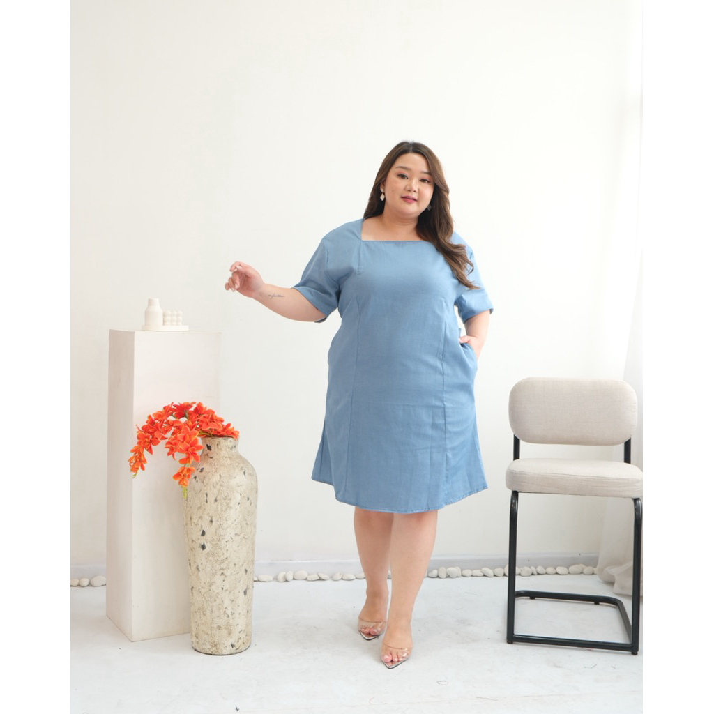 GRACE.BIGSIZE - ZEA DRESS KATUN JEANS BIGSIZE JUMBO