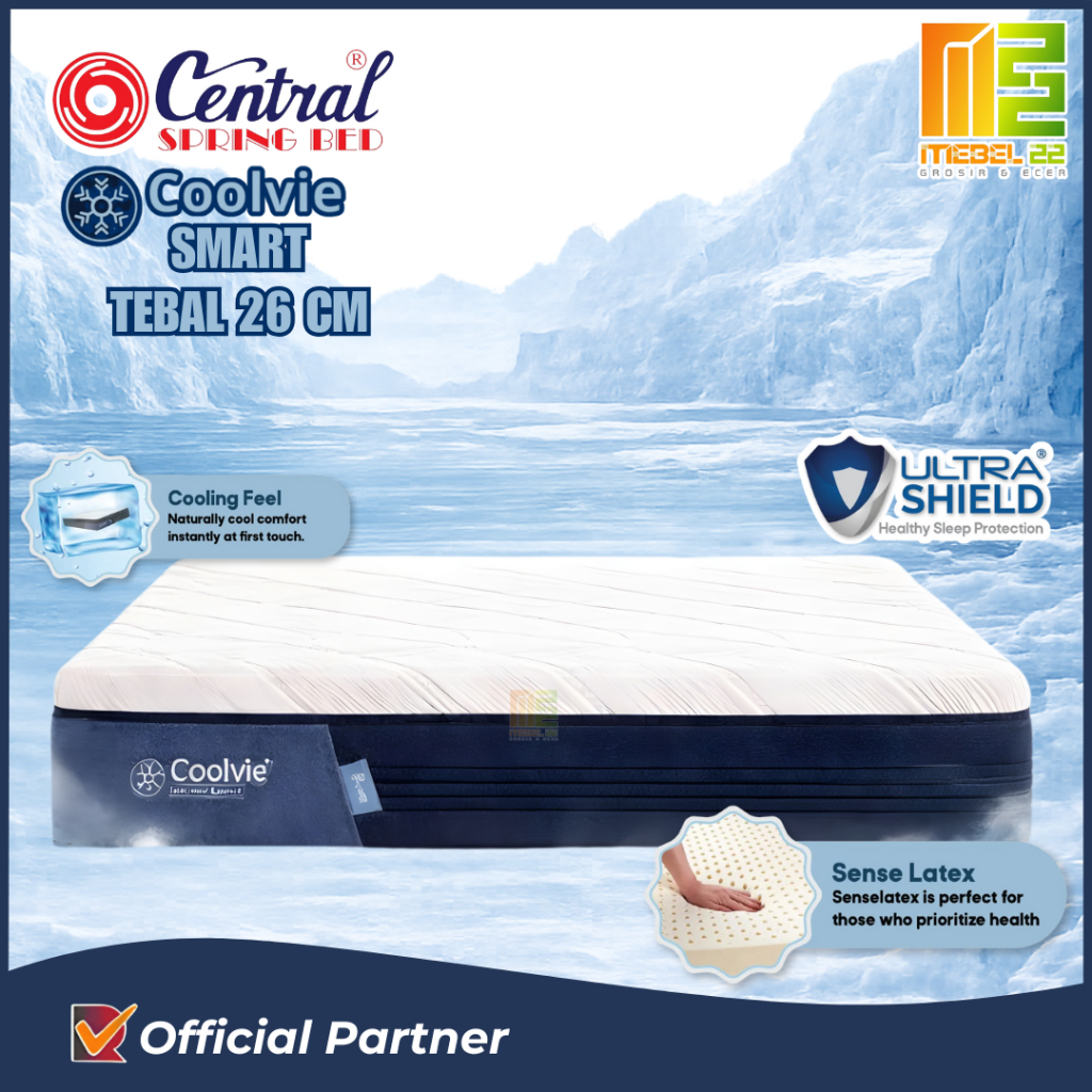 Spring Bed Central Coolvie Smart Cooling Latex Kasur Saja - Ortopedi - Tebal 26Cm - Free Ongkir