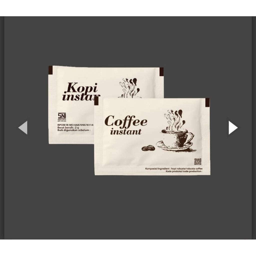 Kopi Instan Sachet 2gr Stick Kopi Bubuk Praktis 250 Pcs