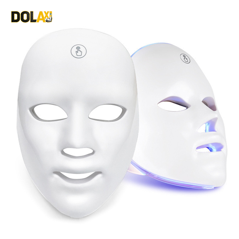 DOLAXI Masker LED Masker Wajah Kecantikan Masker Wajah PDT Cahaya 7 Warna Led Mask Photon Therapy Al