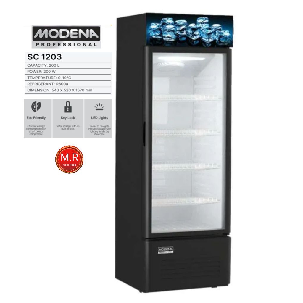SHOWCASE MODENA 4 RAK 200 LITER SC-1203 GARANSI RESMI 5 TAHUN