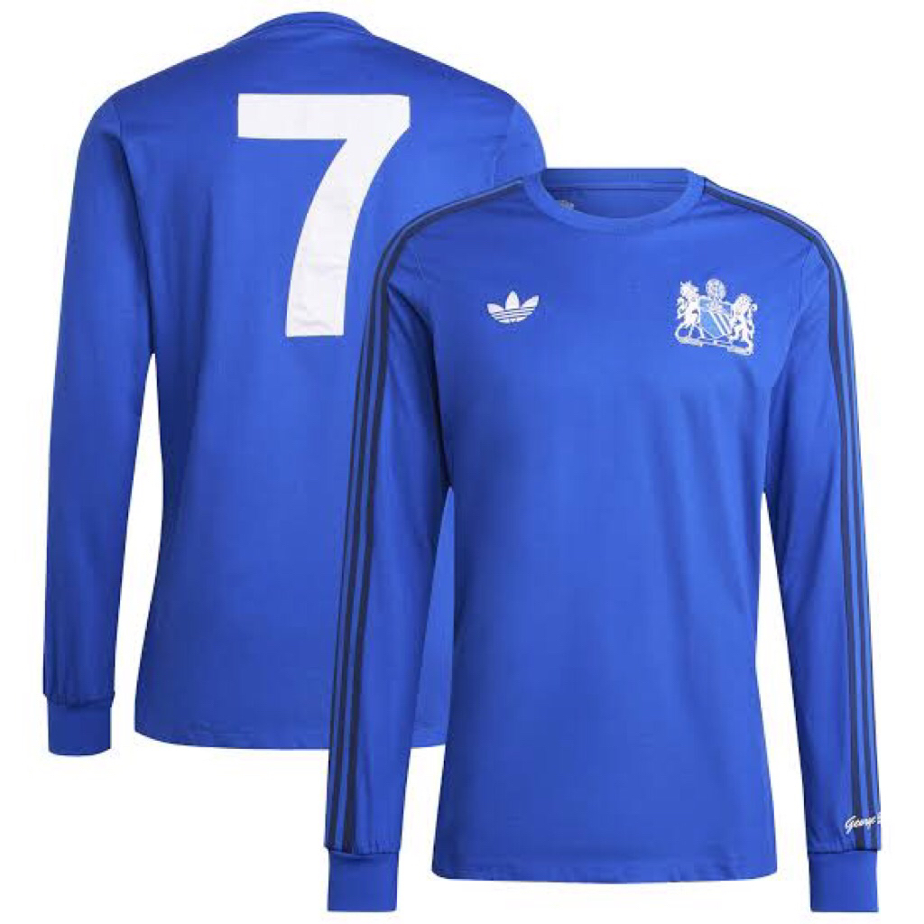 Adidas Originals x Manchester Unite George Best Long Sleeves Blue Jersey Size Small not SPZL Casual 