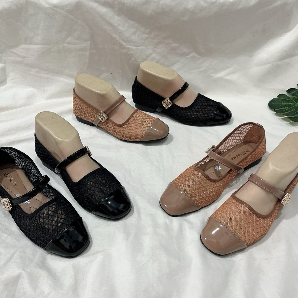 Flat shoes, JRG03, Pansus wanita, sepatu jaring, pansus dingin, size 36-41, Sepatu pantofel, sepatu 