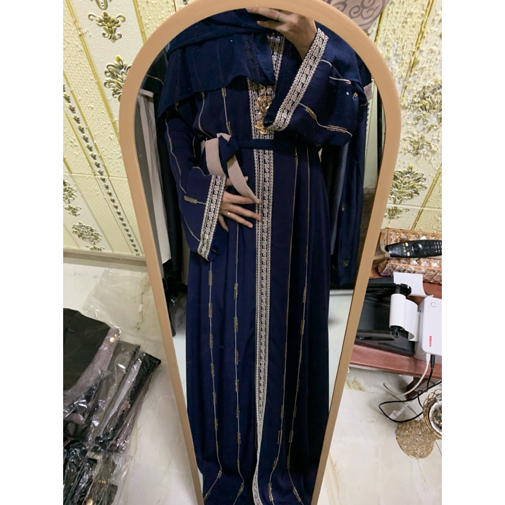 abaya Mesir bordir mata inner free pasmina