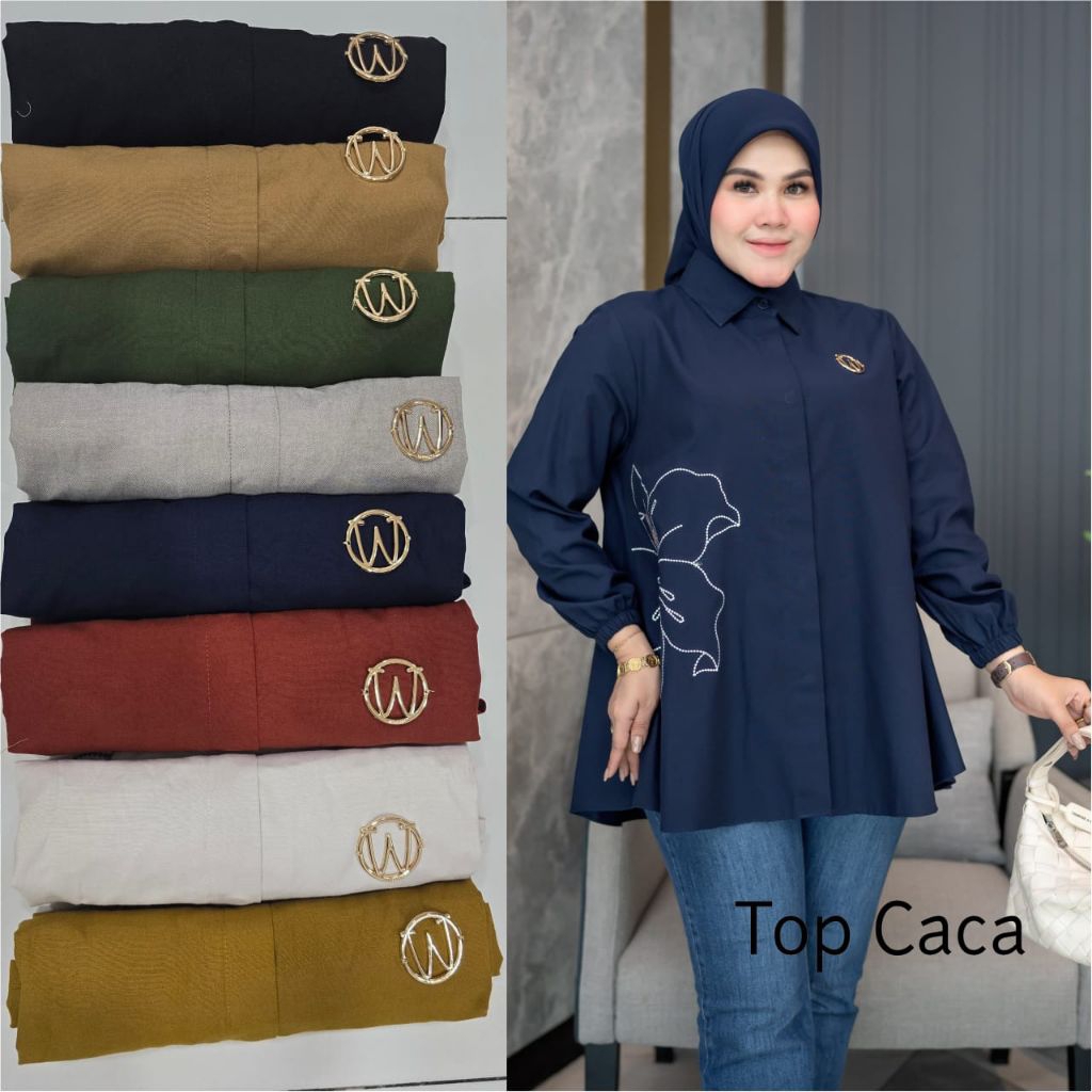 Top Caca Winody Update Fashion Terbaru Winody Atasan Wanita Kekinian Hijab Friendly kemeja Tangan Pa