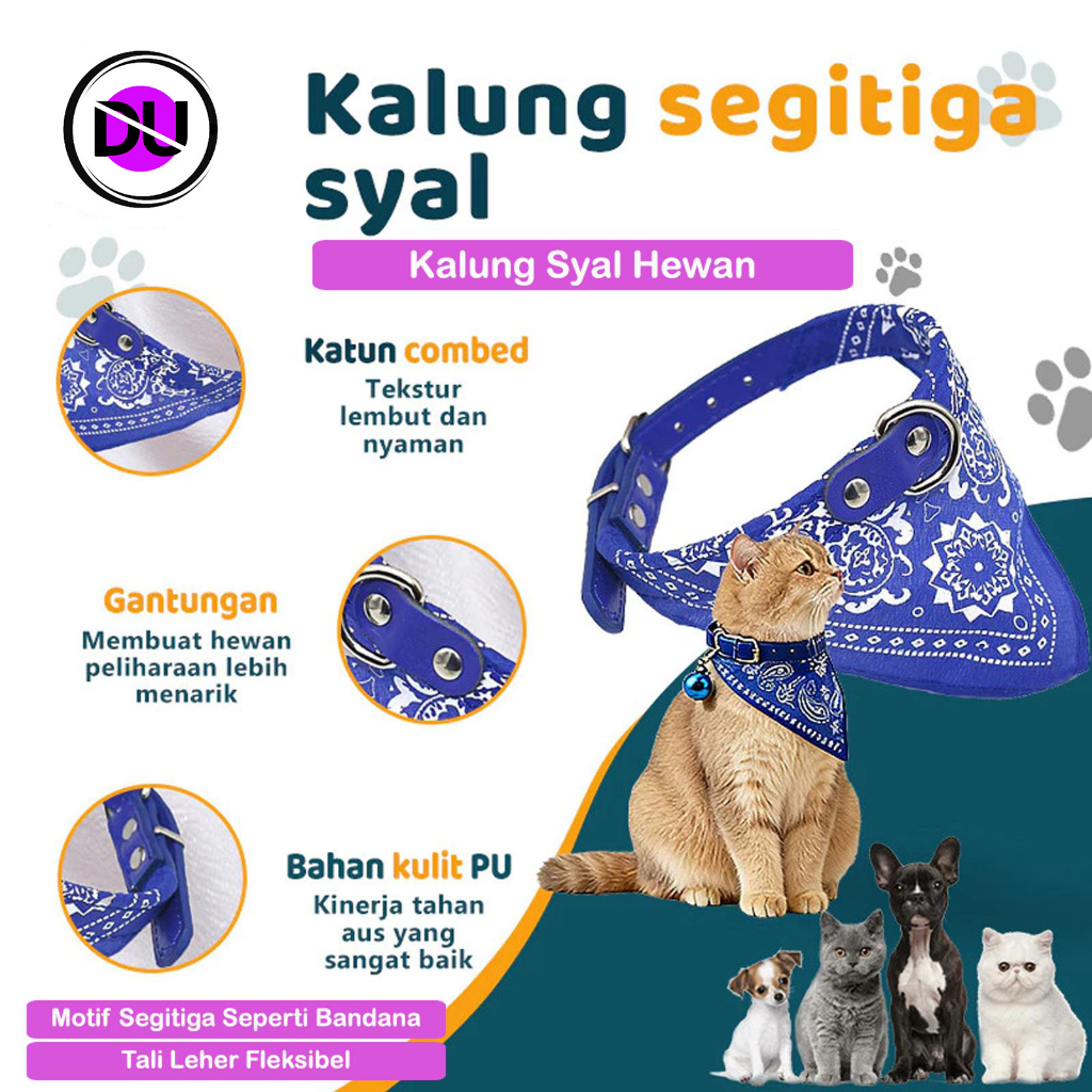 Syal Hewan Kalung Scarf Untuk Kucing Dan Anjing Membuat Penampilan Anabul Menjadi keren Syal Segitig