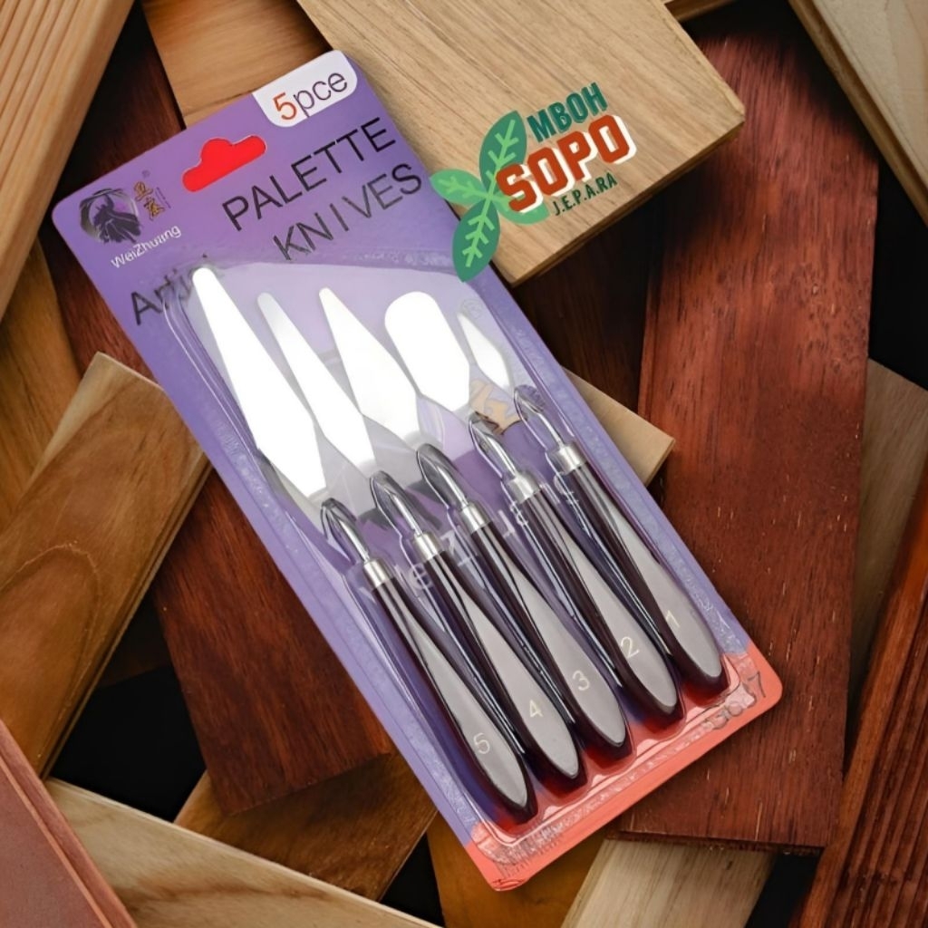 Satu set Cetok Kecil Untuk Pot, Relief dan Taman, Painting Knife, Pisau Palet Lukis - isi 5 pcs