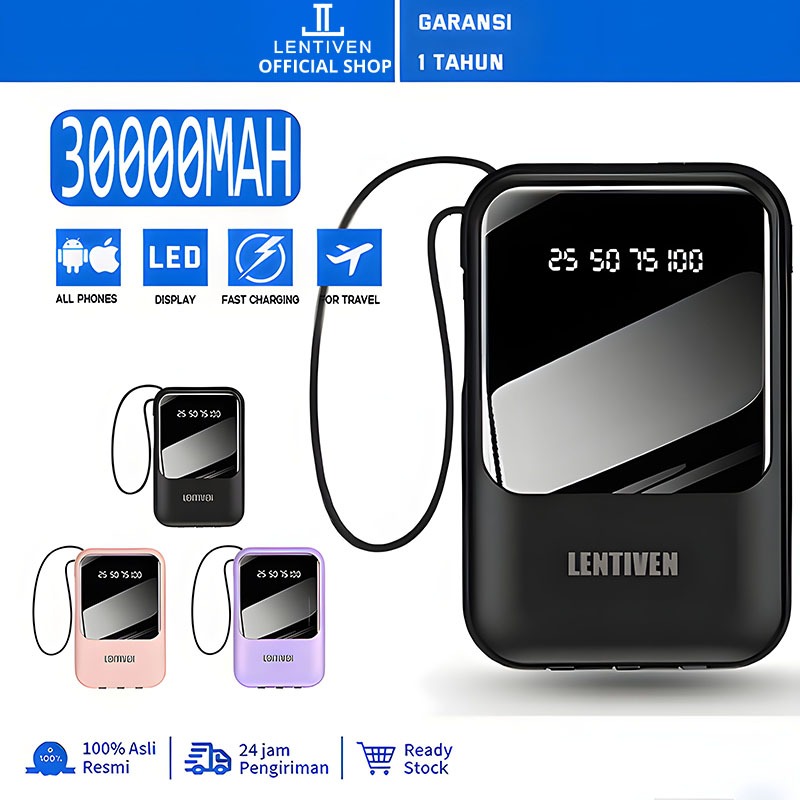 LENTIVEN PowerBank 30000mah mini type c fast charging Digital Display