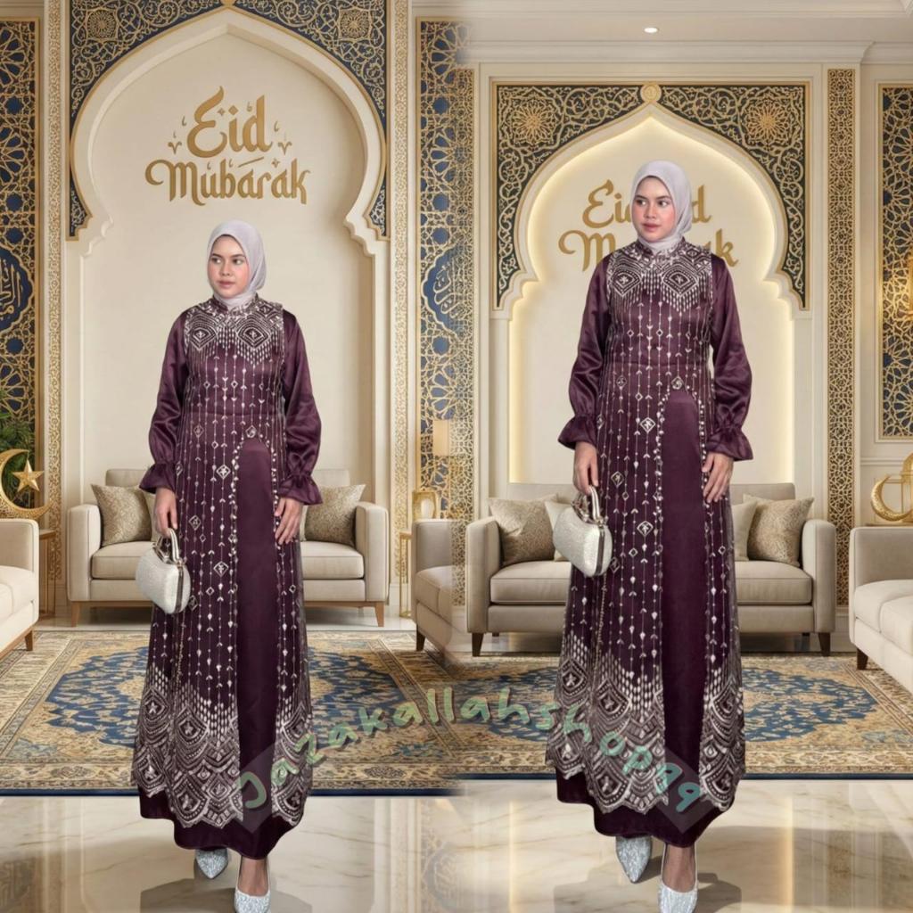 Gamis VILEA Fashion Muslim Set Baju Muslim Gamis Pesta Pakaian Muslim Wanita Busui Friendly Dress Ko